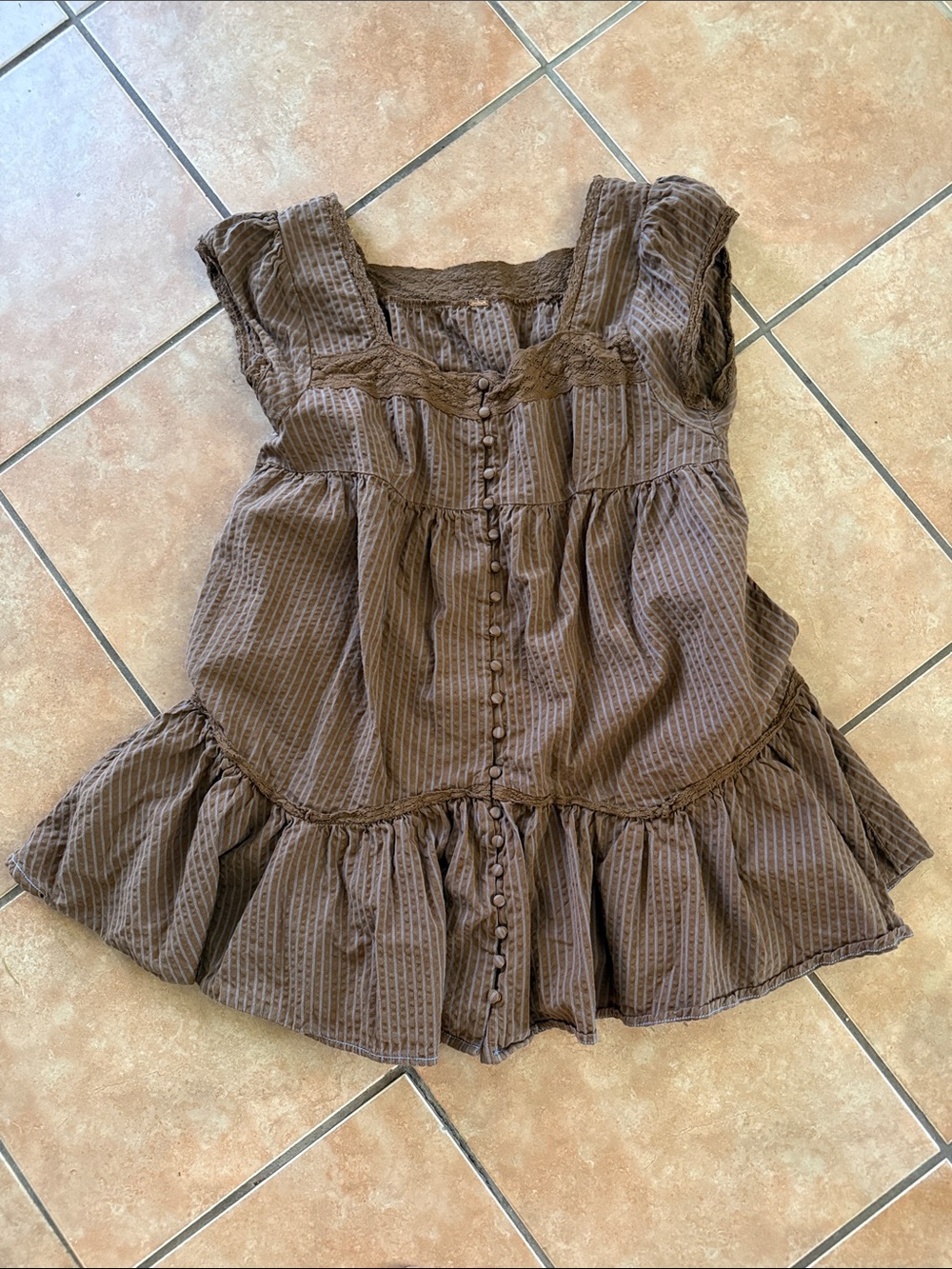 Free People Brown Striped Button-Front Dress